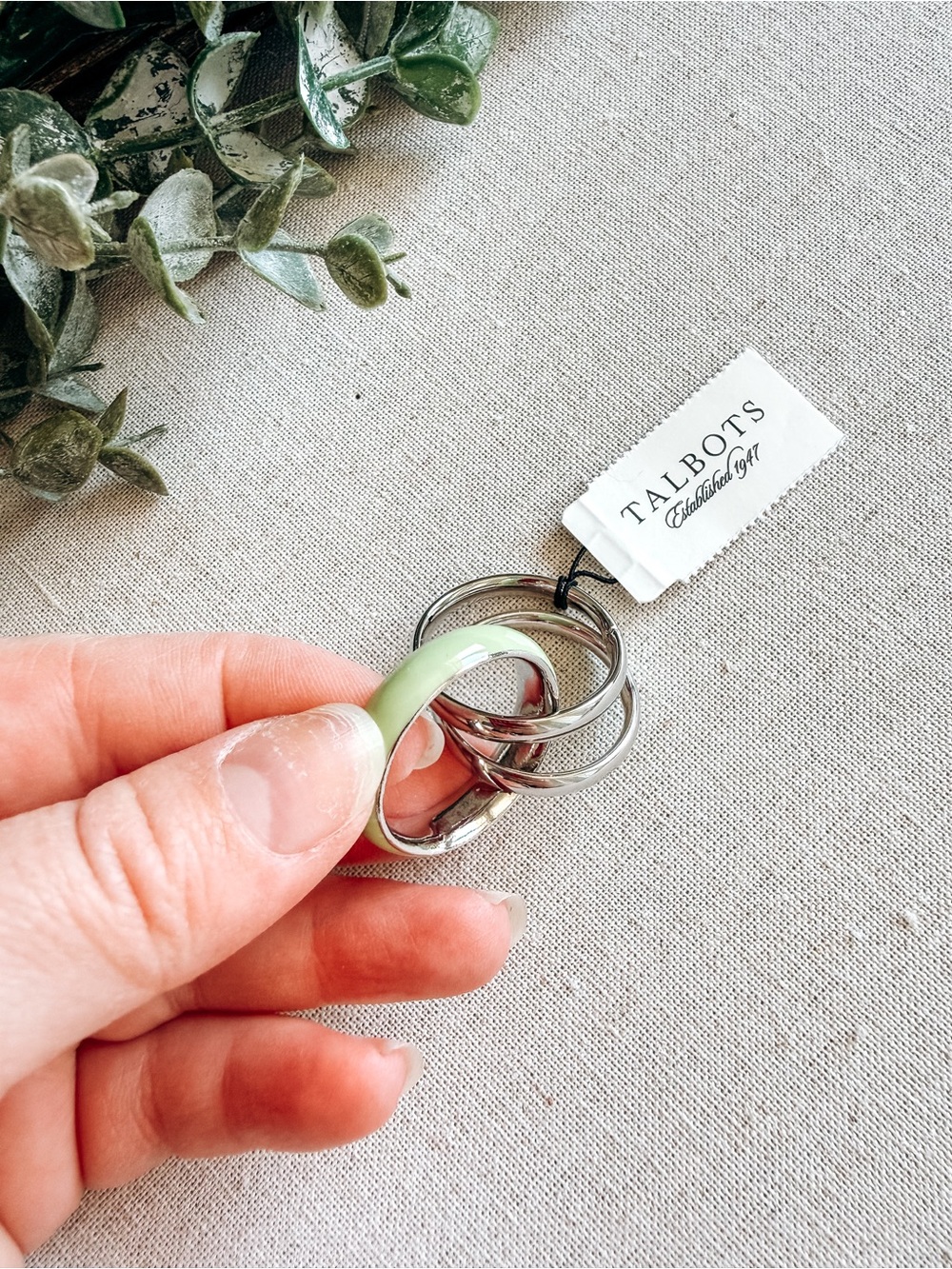 Talbots Limeade Scarf Ring Set Silver Tone 4-Piece Accessory NWT - Picture 3 of 4